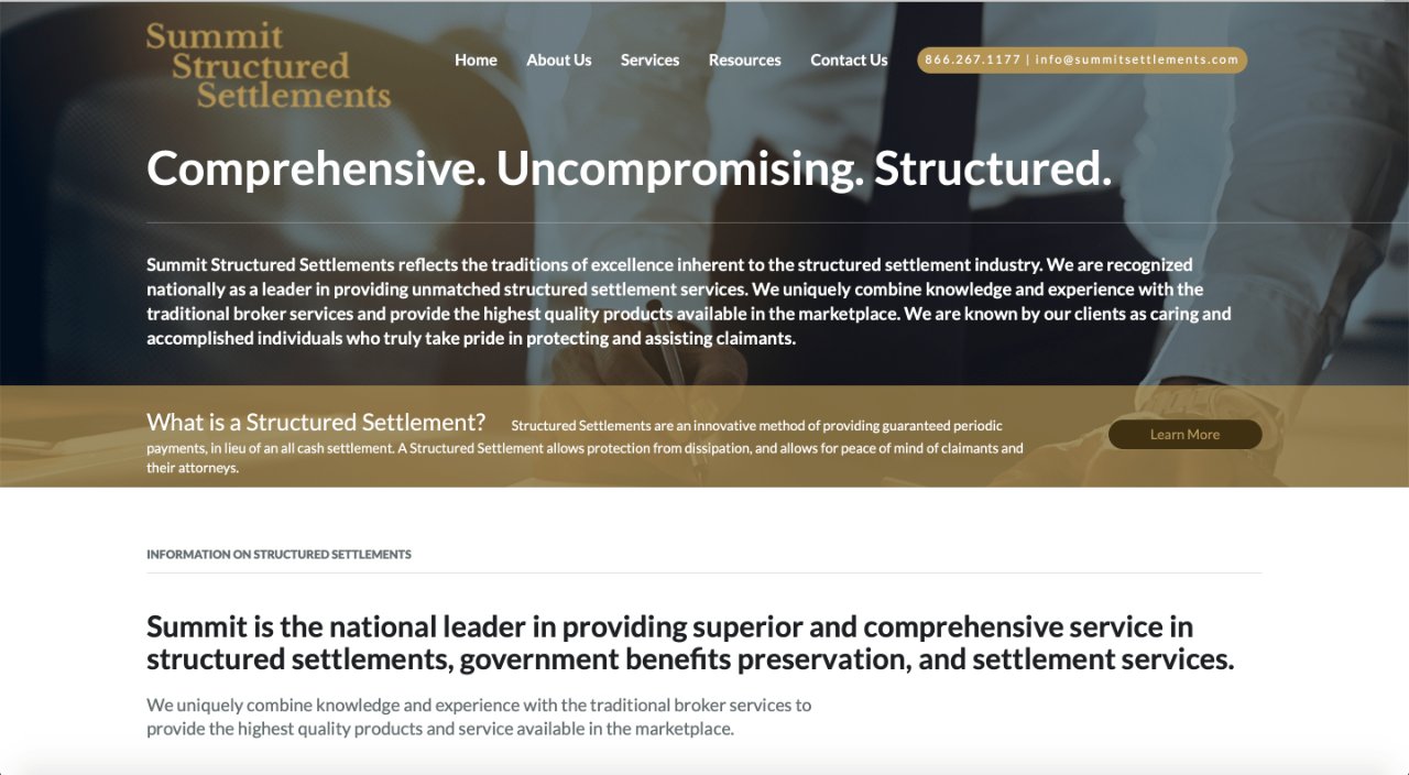structured settlement company 20, Summit Structured Settlements website screenshot