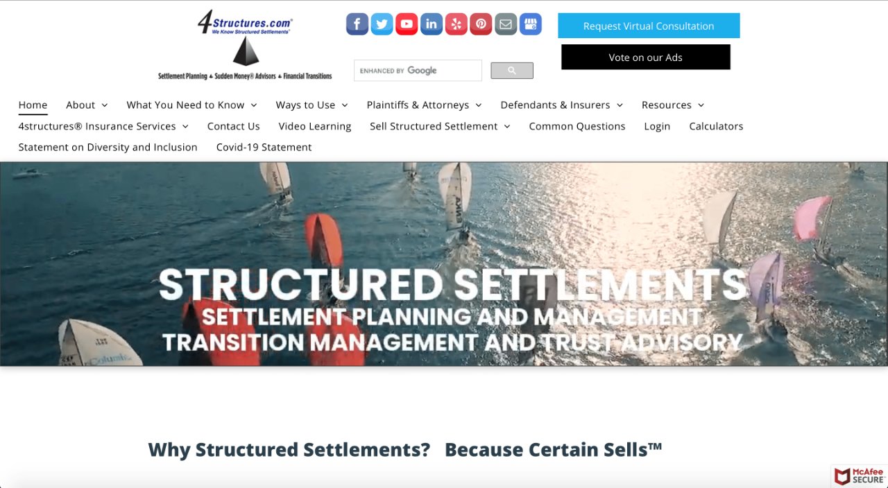 structured settlement company 21, 4Structures.com website screenshot