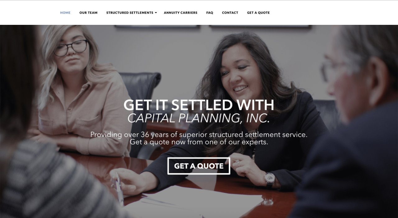 structured settlement company 23, Capital Planning Inc screenshot with people reviewing contract
