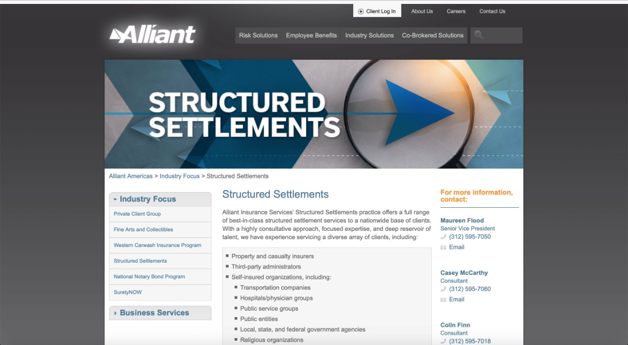 structured settlement company 27, Alliant Insurance Services